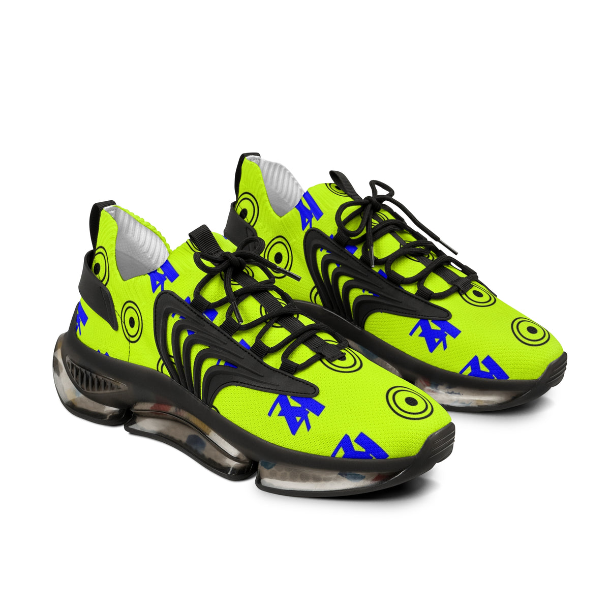 Kz Neon Green BluePrint Men's Mesh Sneakers